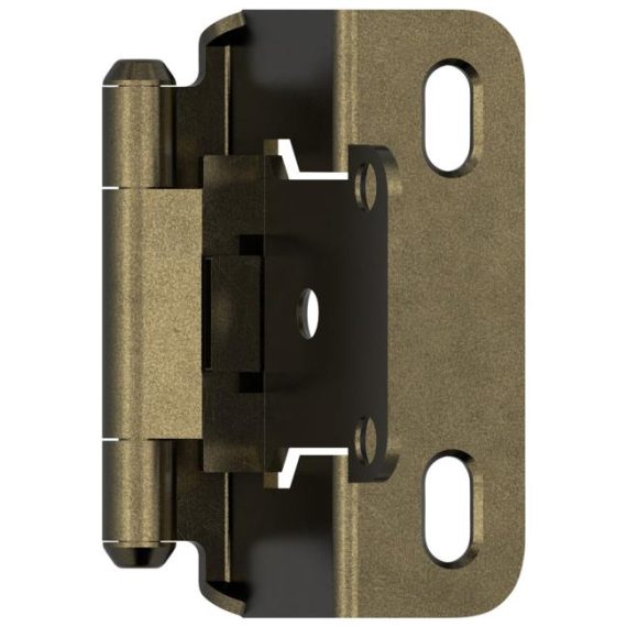 Cabinet Hinges | Adjustable 1/2″ Overlay Partial Wrap Self Closing Cabinet Hinge – PAIR Cabinet Hinges Black-Matte/Brass-Antique/Bronze-Oil Rubbed/Champagne Bronze/Golden Champagne/Nickel-Satin/White