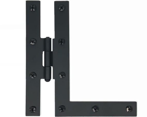 Cabinet Hinges | Flush Smooth Iron Non-Self Closing H-L Style 7″ (178mm) Door Hinge – PAIR (Flat Black) Cabinet Hinges Cabinet Hinges