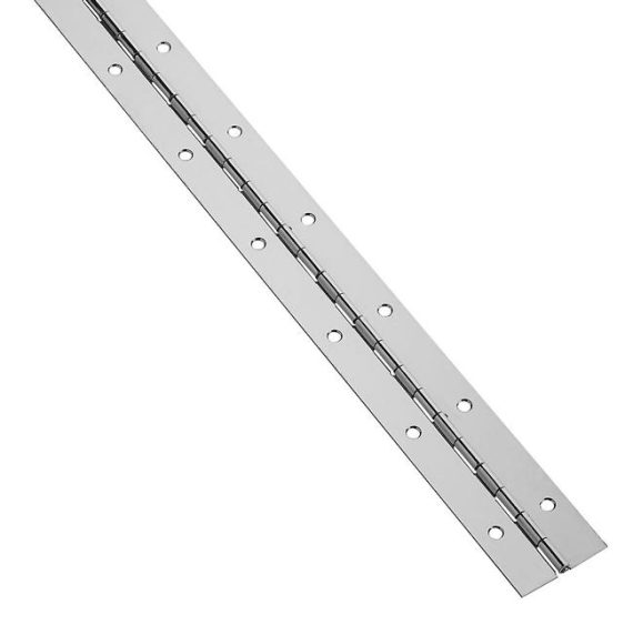 Cabinet Hinges | National V570 Medium-Gauge Steel 1-1/2″ (38mm) x 72″ (1829mm) Continuous Piano Hinge- EACH (Bright Nickel) Cabinet Hinges Cabinet Hinges