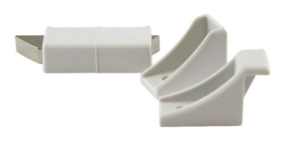 Cabinet Locks | Double Door Latch Kit -Top Right/Bottom Left (White) Cabinet Locks Cabinet Locks