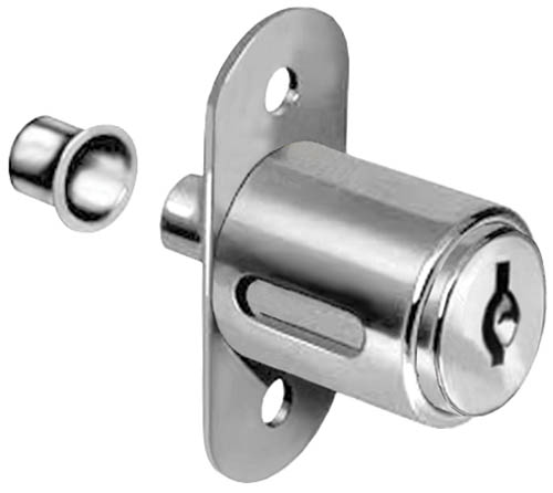 Cabinet Locks | National 1″ Disc Tumbler Sliding Door Plunger Lock – Keyed Alike #413 (Dull Chrome) Cabinet Locks Cabinet Locks