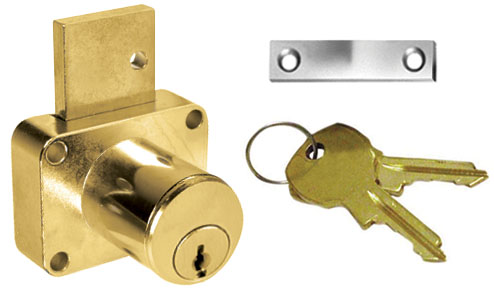 Cabinet Locks | National 7/8″ Pin Tumbler Drawer Lock – Keyed Alike #915 (Satin Brass) Cabinet Locks Cabinet Locks