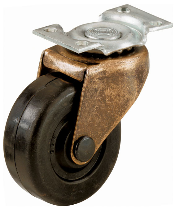 Glides, Levelers, Casters & Swivels | 1-5/8″ (41mm) Rubbed Wheel Swivel Caster w/Plate – PAIR (Antique Copper) Furniture Glides, Levelers, Casters & Swivels