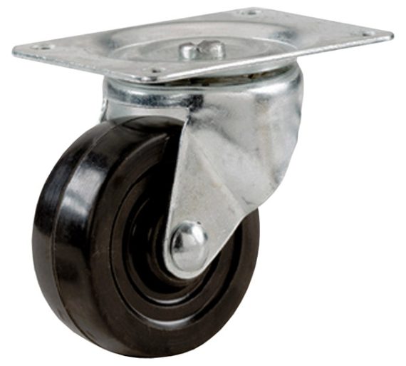 Glides, Levelers, Casters & Swivels | 2″ (51mm) Rubber Wheel Swivel Caster – EACH (Steel) Furniture Glides, Levelers, Casters & Swivels