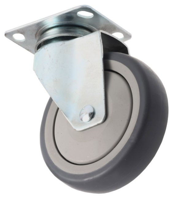 Glides, Levelers, Casters & Swivels | Hi-Tek 5″ (128mm) Swivel Caster w/Nylon/Polyurethane Wheel – EACH (Steel) Furniture Glides, Levelers, Casters & Swivels