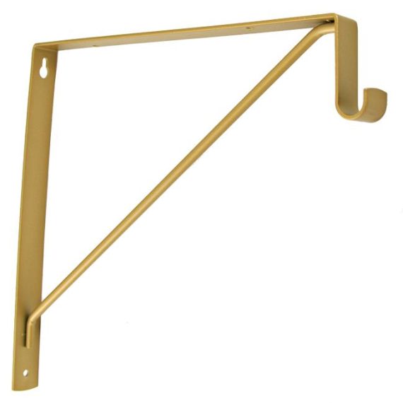 Shelf Brackets & Supports | 11″ (279mm) Shelf and Closet Rod Bracket – For Oval Rods – EACH (Satin Brass) Furniture Shelf Brackets & Supports