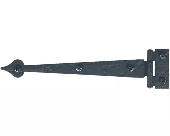 Cabinet Hinges | Flush Non-Self Closing Rough Iron Heart Strap Cabinet Hinge – 6-1/2″ (165mm) – PAIR (Flat Black) Cabinet Hinges Cabinet Hinges