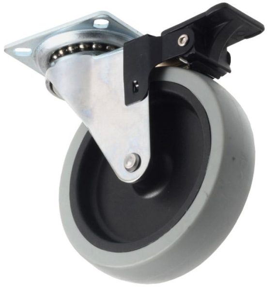 Glides, Levelers, Casters & Swivels | Hi-Tek 4″ (102mm) Swivel Caster w/Nylon/Polyurethane Wheel w/Brake – EACH (Steel) Furniture Glides, Levelers, Casters & Swivels